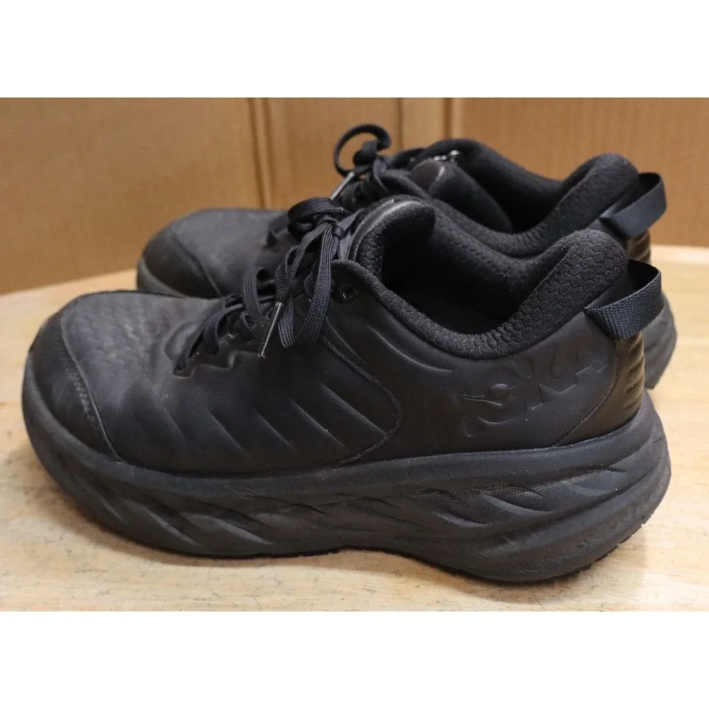 Hoka Bondi SR Running Shoes Womens 7D Wide Black Sneaker Slip Resistant Work Run